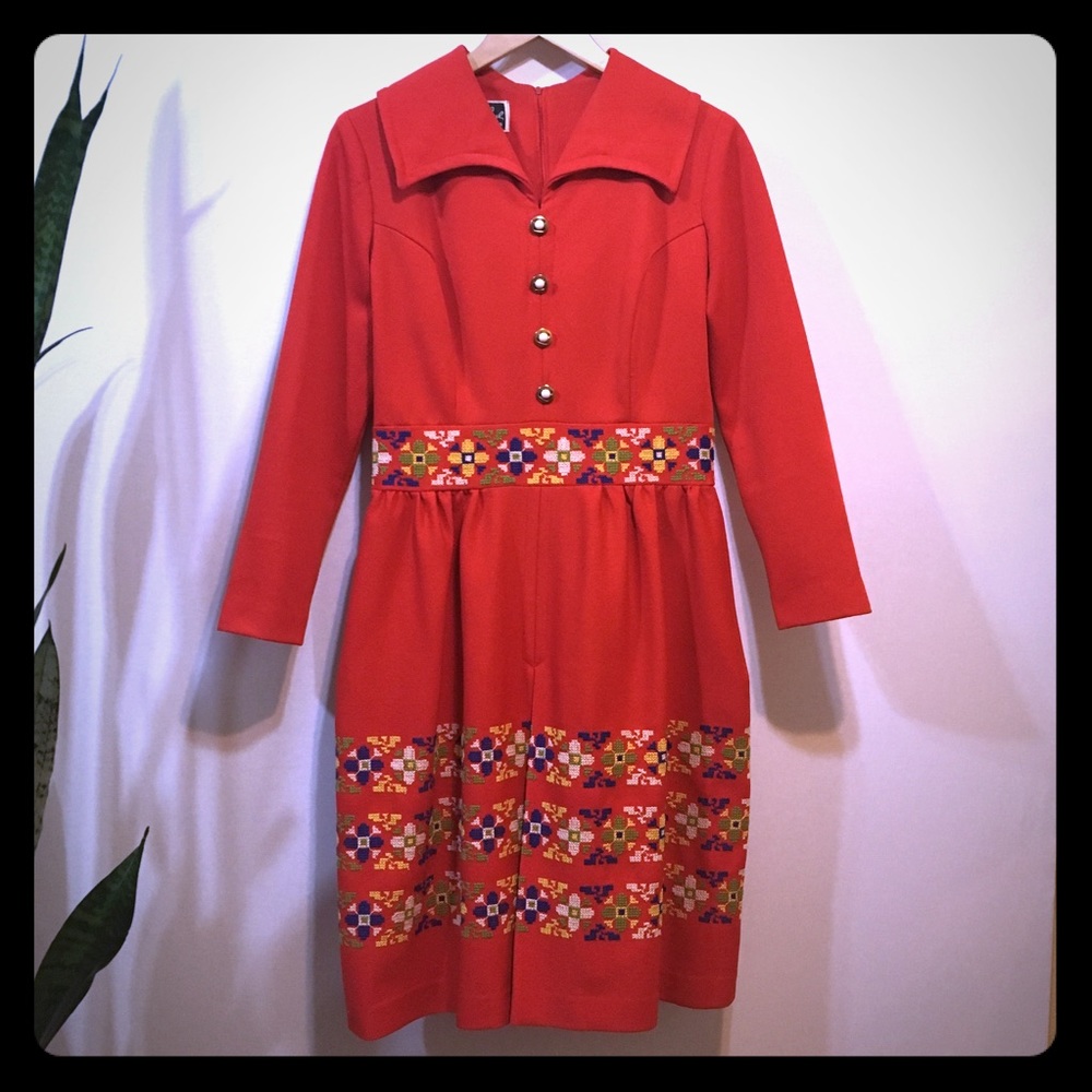 Vintage red dress by Lester Paul